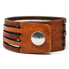 Unisex Leather Cuff - American Flag Slice