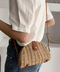 Casual Mini Oval Straw Crossbody Bag