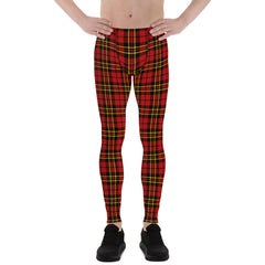 Red Plaid Tartan Leggings for Men