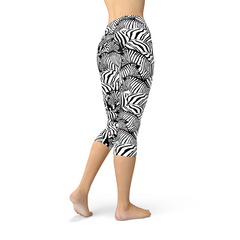 Womens Zebra Stripe Capri Leggings