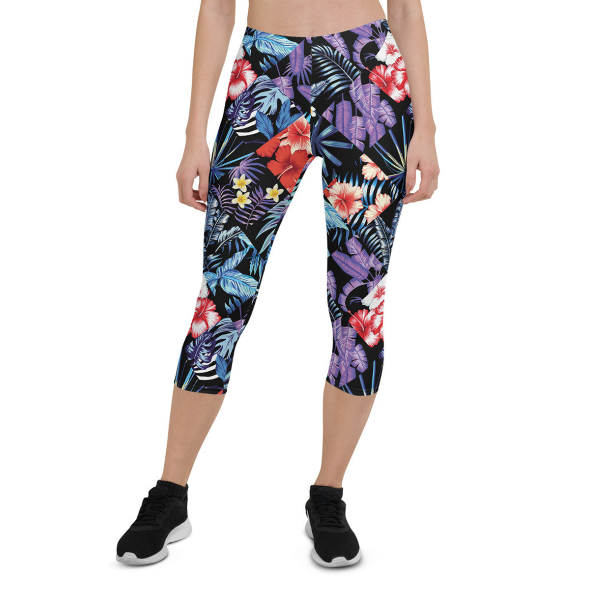 Womens Hawaii Hibiscus Floral Capri Leggings