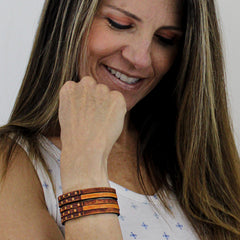 Unisex Leather Cuff - American Flag Slice