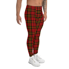 Red Plaid Tartan Leggings for Men