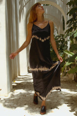 Andromeda Silk Dress in Black Shibori