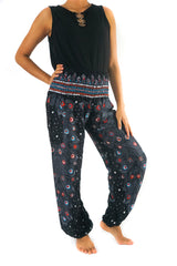 Black PEACOCK Women Boho Pants Hippie Pants Yoga Pants