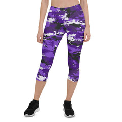 Purple Camo Capri Leggings