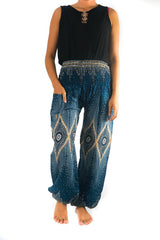 Teal PEACOCK Women Boho Pants Hippie Pants Yoga Pants