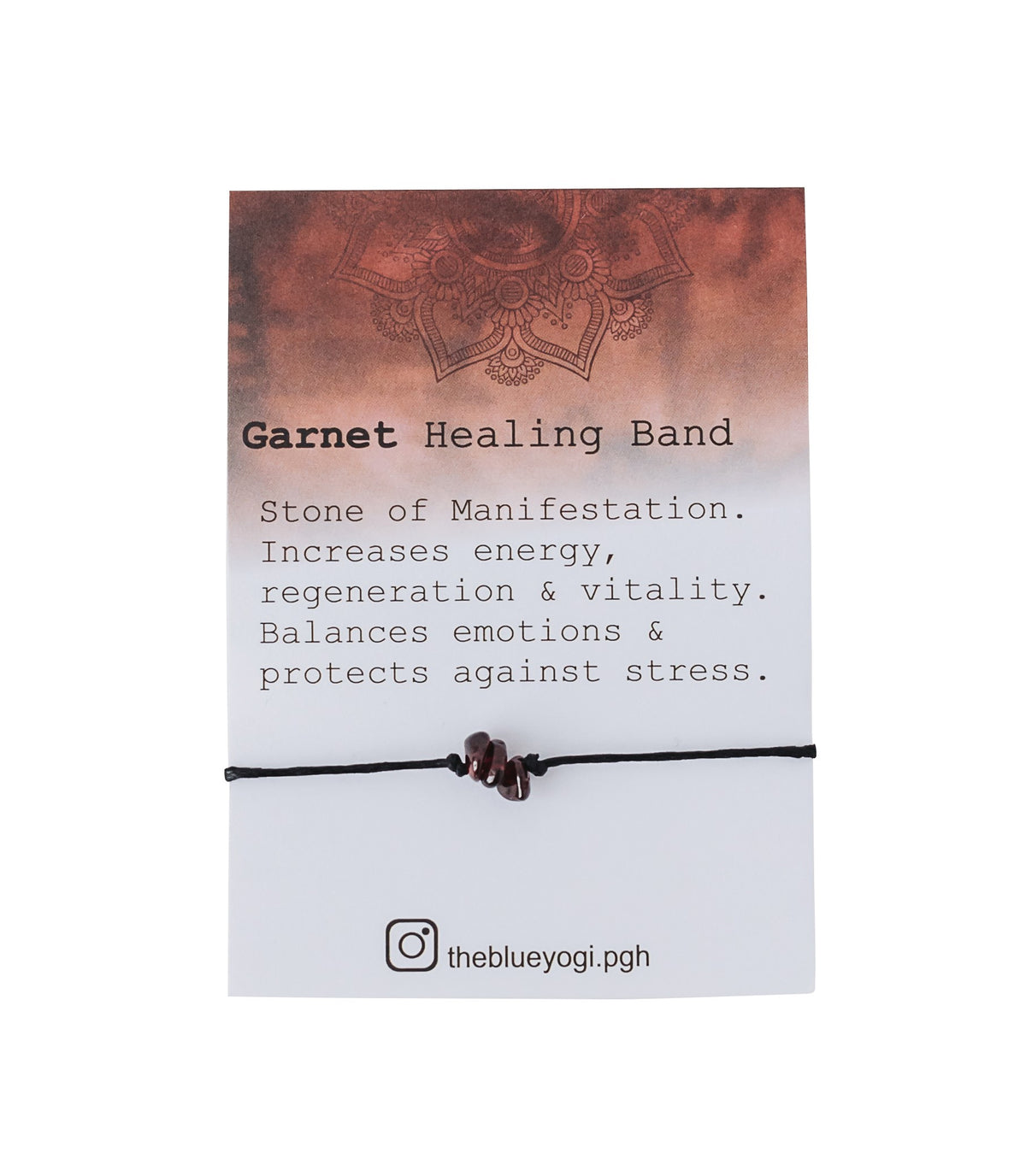 Garnet Healing Band with an Affirmation