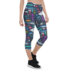 Marine Life Capri Leggings for Women