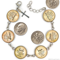 Blessed Assurance Hymn & Scripture Glass Charm Bracelet – Stainless