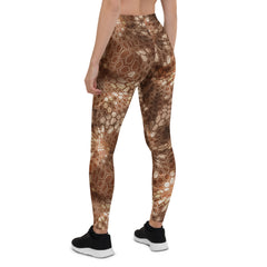 Brown Honeycomb Leggings for Women