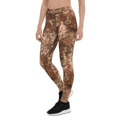 Brown Honeycomb Leggings for Women