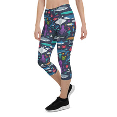 Marine Life Capri Leggings for Women