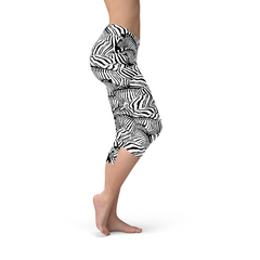 Womens Zebra Stripe Capri Leggings