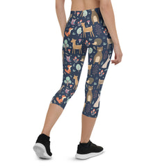 Cute Forest Animals Capri Leggings for Women