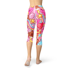 Womens Pink Candy Kawaii Capri Legging