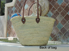 Straw Bag with Hand-Painted Red Bulldog