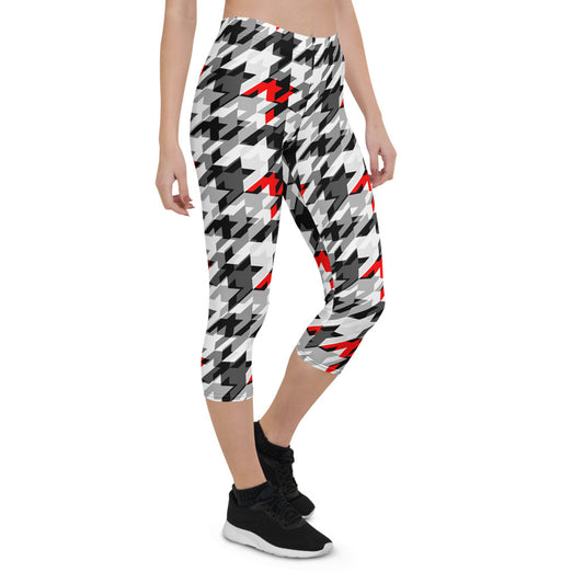 Womens Sports Houndstooth Capri Leggings