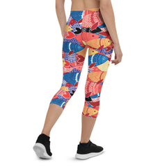 Colorful Fish Capri Leggings for Women