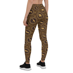 Womens Brown African Safari Animals Leggings