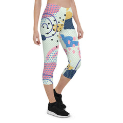 Memphis Pattern Capri Leggings for Women