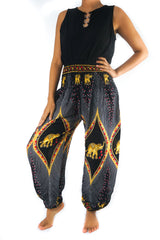 Black Elephant PEACOCK Black Pants Women Boho Pants Hippie Pants