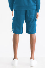 TWO STRIPE CARGO POCKET TRACK SHORTS