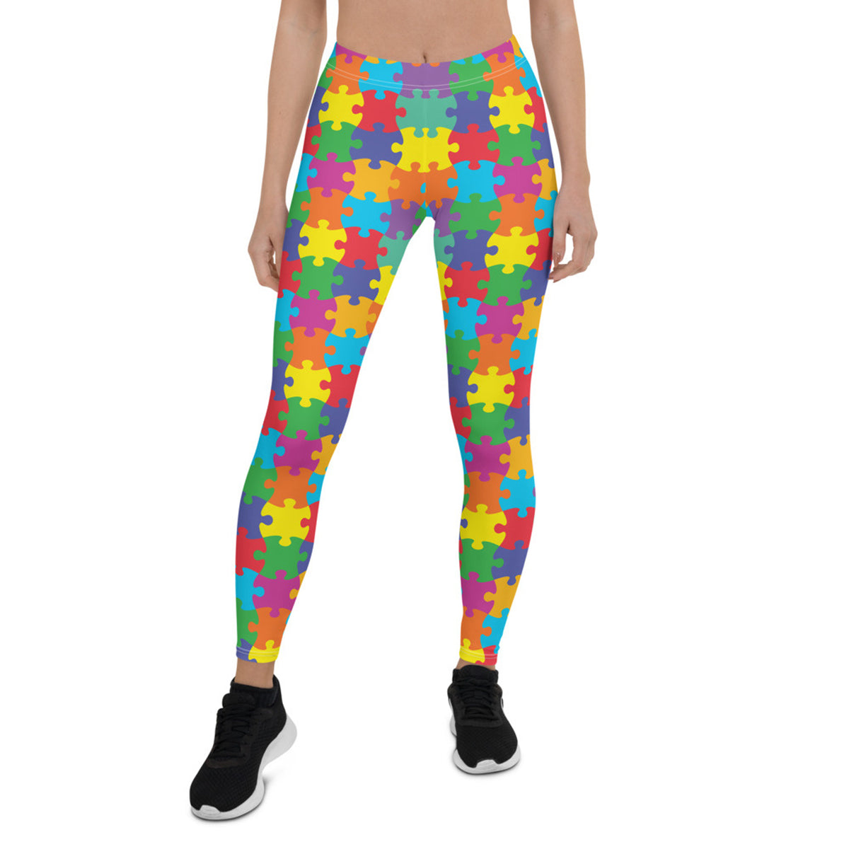 Womens Colorful Jigsaw Puzzle Leggings