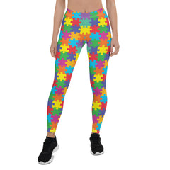 Womens Colorful Jigsaw Puzzle Leggings