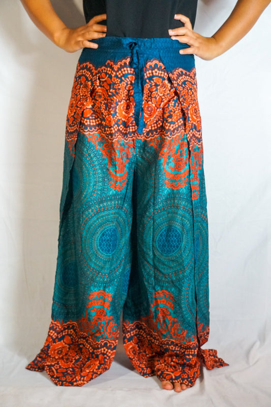 Teal Palazzo Wrap Pants, Hippie Pants, Boho Pants, Harem Flow Pants