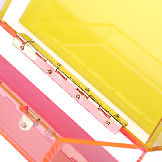 Trendy Neon Two Tone Transparent Acrylic Clutch