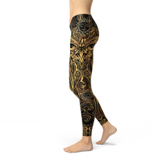 Womens Golden Ornament Owl Leggings