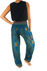 Teal PEACOCK Harem Pants Women Boho Pants Hippie Pants