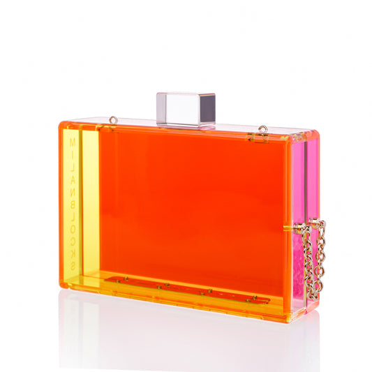 Trendy Neon Two Tone Transparent Acrylic Clutch