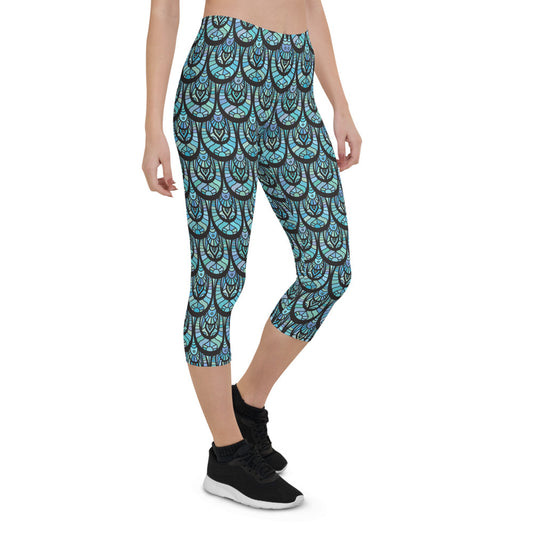 Ocean Mermaid Capri Leggings for Women