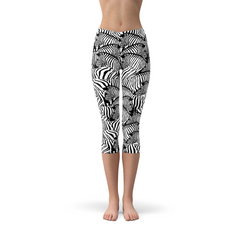 Womens Zebra Stripe Capri Leggings