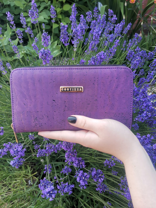 Sally aubergine cork wallet