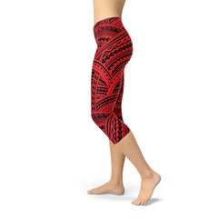 Red Maori Capri Leggings