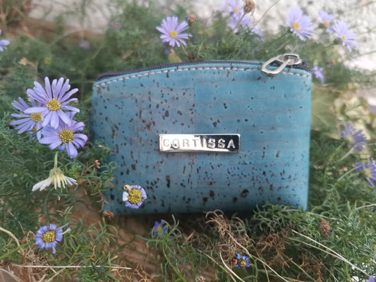 Cork coin purse - ocean blue