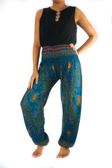 Teal PEACOCK Harem Pants Women Boho Pants Hippie Pants