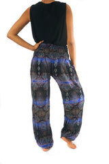 Blue PAISLEY Women Boho Pants Hippie Pants Yoga Pants