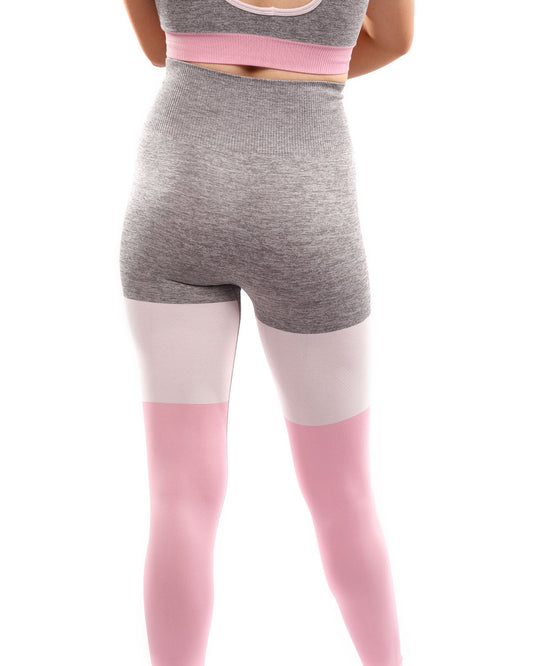 Graca Seamless Leggings - Grey with Pink & White