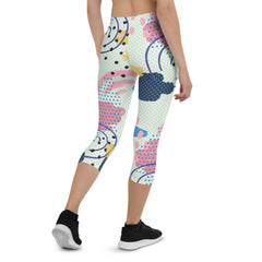 Memphis Pattern Capri Leggings for Women