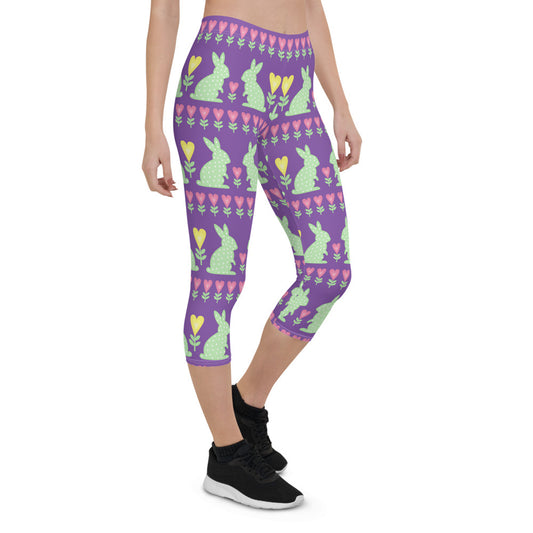 Easter Bunny Capri Leggings for Women