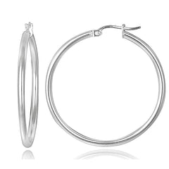 925 Sterling Silver Plain 1.8" Hoop Earrings