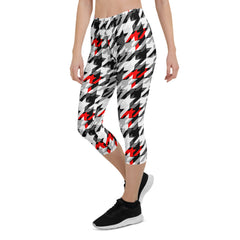 Womens Sports Houndstooth Capri Leggings