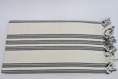 Turkish Beach Towel Black & White Stripe & Detail