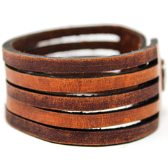 Unisex Leather Cuff - American Flag Slice