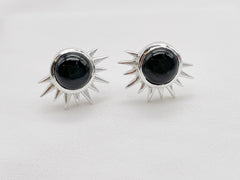 Black Onyx Sterling Silver Sun Point Earrings