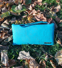 Turquoise cork clutch bag